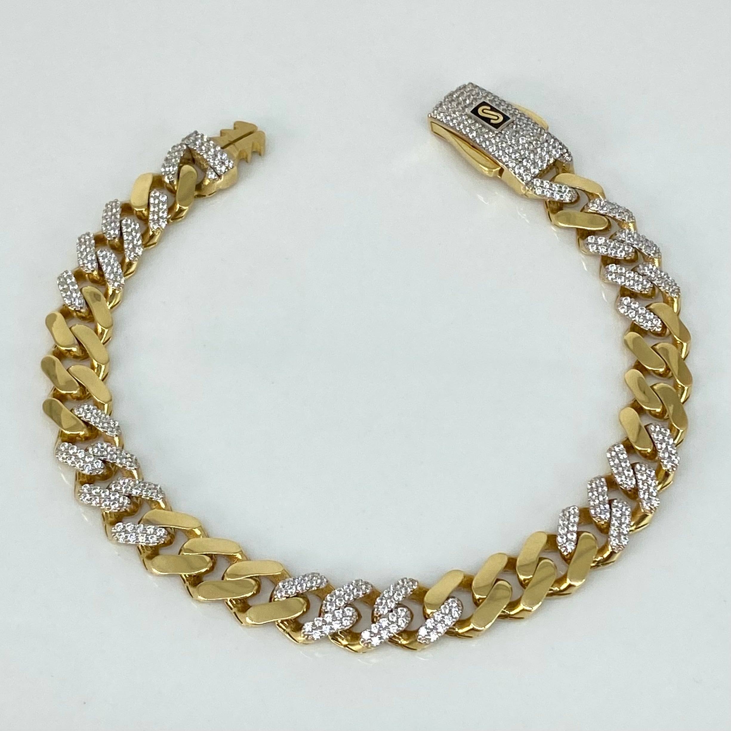Pulso ● Cubano Monaco Circones Blancos Oro amarillo y Oro blanco 18k +3 / · 13,35 g